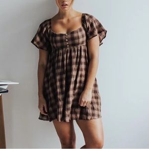 NWT Brown Plaid Babydoll style dress from TheseThree Boutique